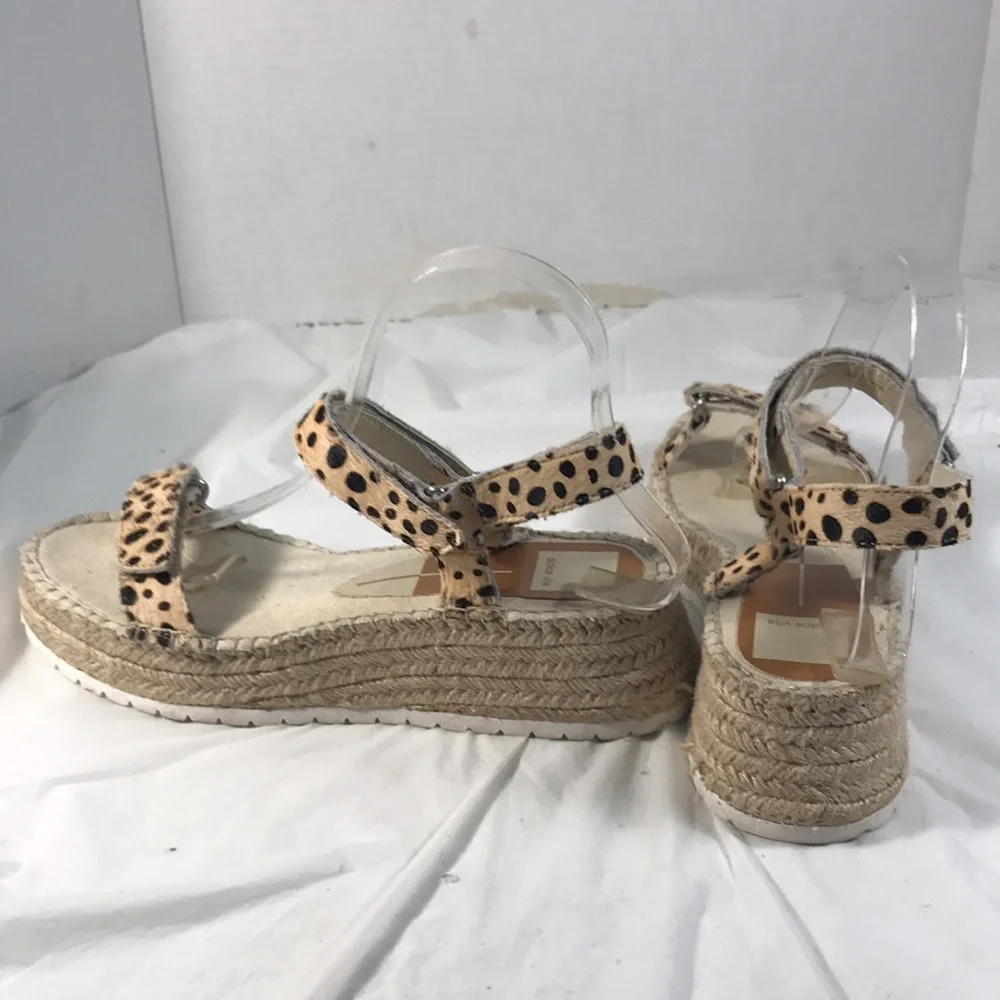 Dolce Vita Myra Women’s Leopard Print Fur Espadrille Adjustable Platform Sandals